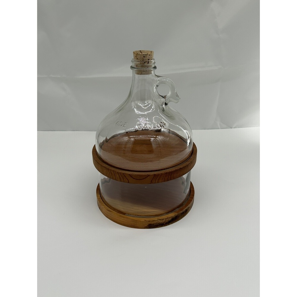 VINTAGE 2 TIER SPLIT GLASS GALLON WHISKEY JUG/ BOARD CHEESE OR APPETIZER SERVER